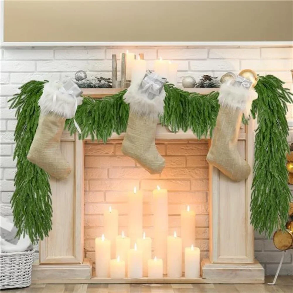 9 FT Artificial Norfolk Pine Garlands, Realistic Christmas Greenery Garland